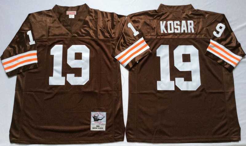 Browns 19 Bernie Kosar Brown M&N Throwback Jersey->nfl m&n throwback->NFL Jersey